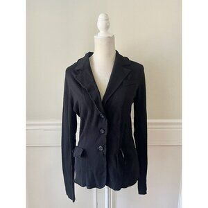 M Michael Stars Wool Blend Sweater Blazer Elbow Patches Black